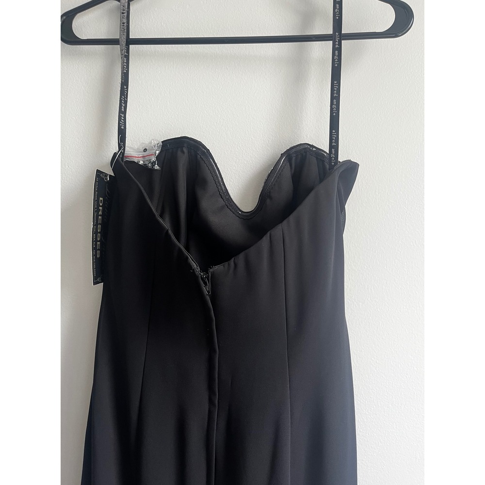 Alfred Angelo Sapphire Black Chiffon Beaded Ruffle Mermaid Evening Gown Size 4 - Picture 11 of 16